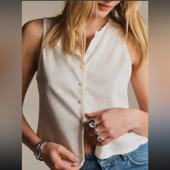 Sezane Tops - Sezane Loriane Top Ecru - Size L